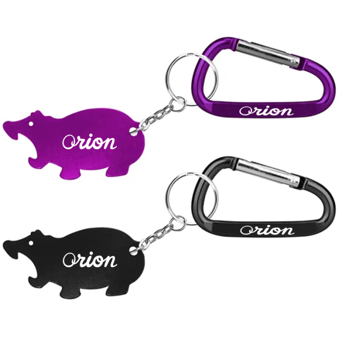 Personalized Hippo Shape Bottle Opener Key Chains with Carabiner