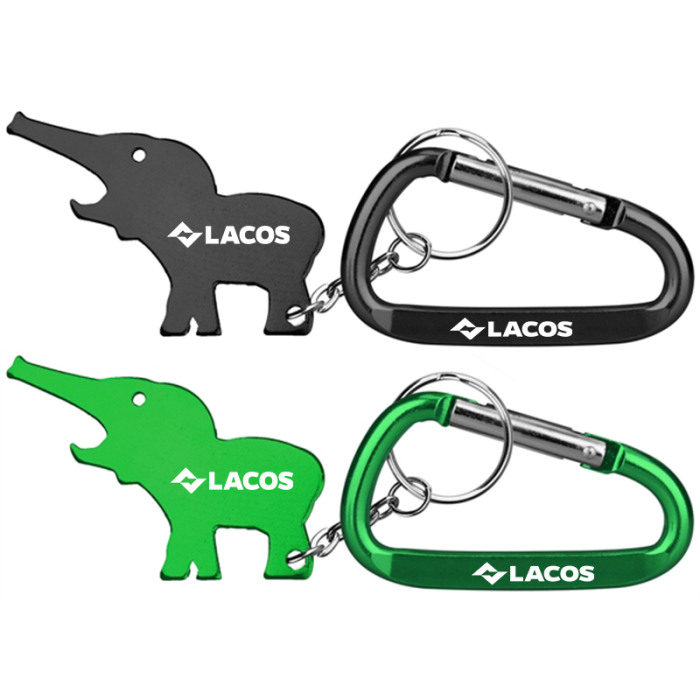 Personalized Metal Elephant Shape Bottle Openers with Key Ring and Carabiner