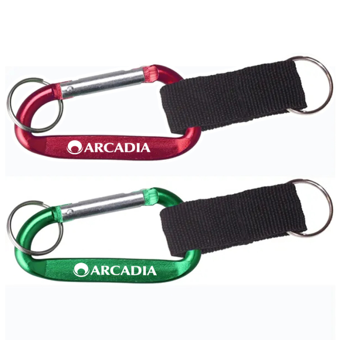 Personalized Monster Carabiners with Split Key Ring and Strap