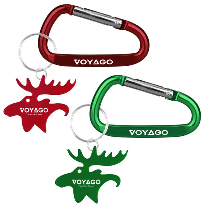 Personalized Moose Shape Bottle Opener Key Chains with Carabiner