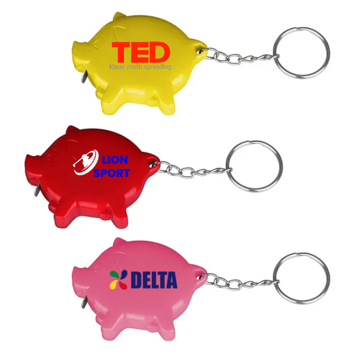 Personalized Pig Shape Tape Measure Key Chains