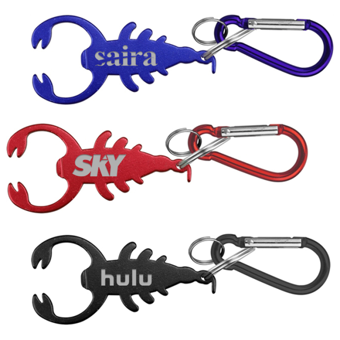 Personalized Scorpion Shape Bottle Openers with Key Ring and Carabiner