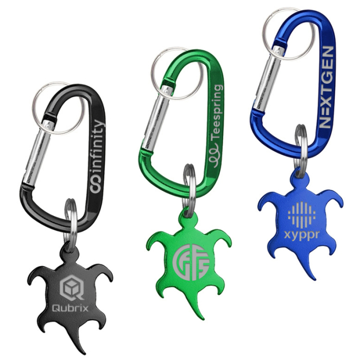 Personalized Turtle Shaped Bottle Opener Key Holders and Carabiner