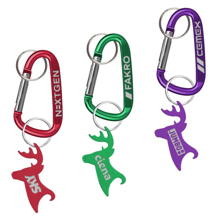 Promotional Big Buck Shaped Bottle Opener Key Holders and Carabiner