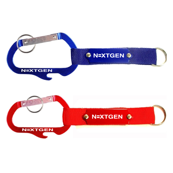 Promotional Carabiners with Bottle Opener and Metal Plate