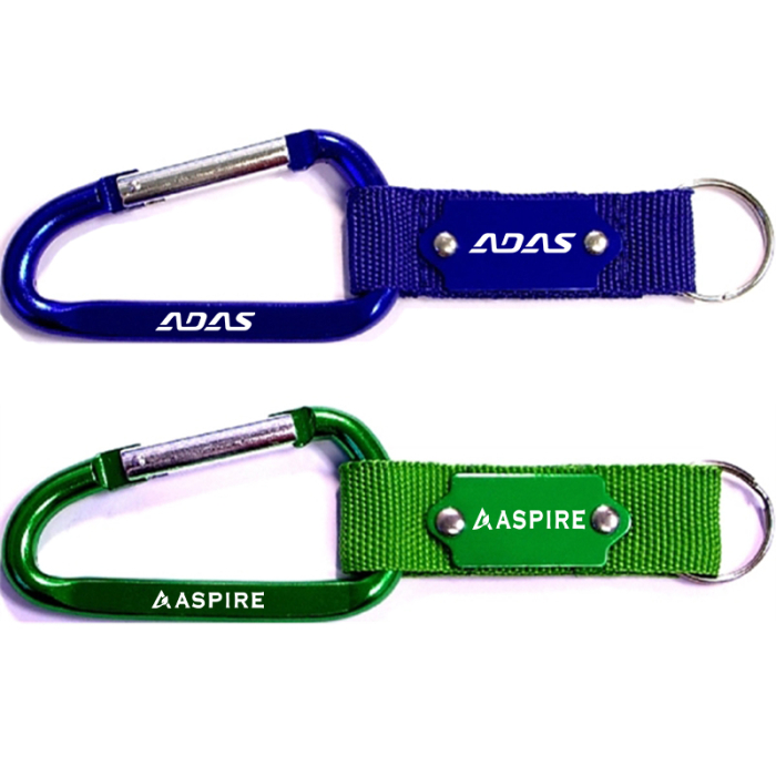 Promotional Carabiners with Metal Plate and Strap
