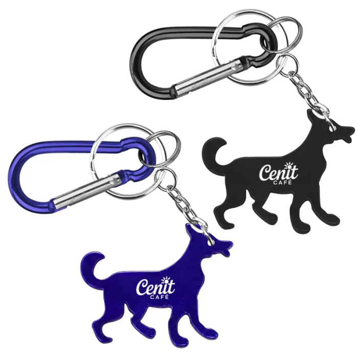 Promotional Dog Shape Bottle Opener Key Chains with Carabiner