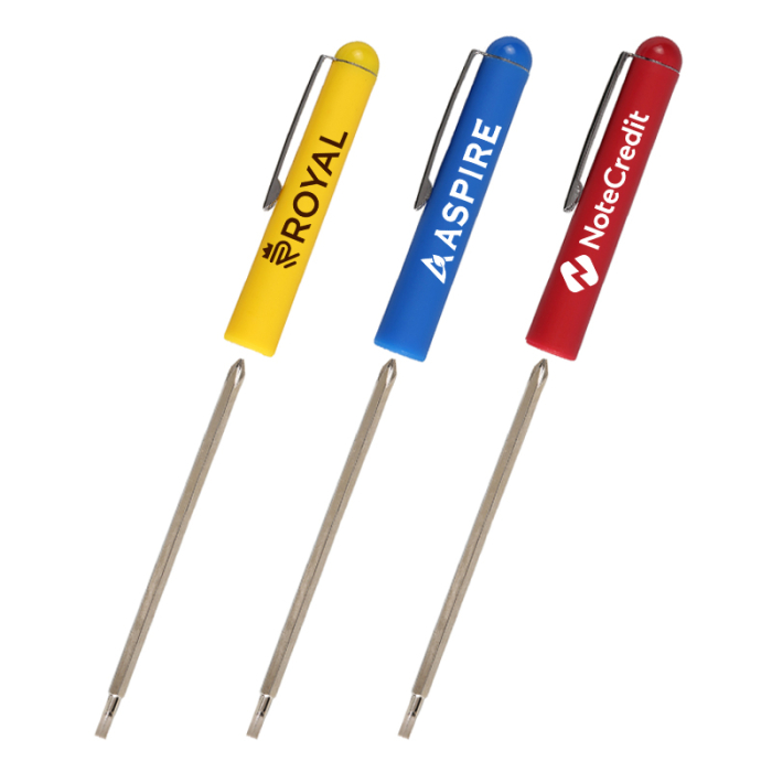 Promotional Dual Pocket Screwdrivers with Reversible Blade