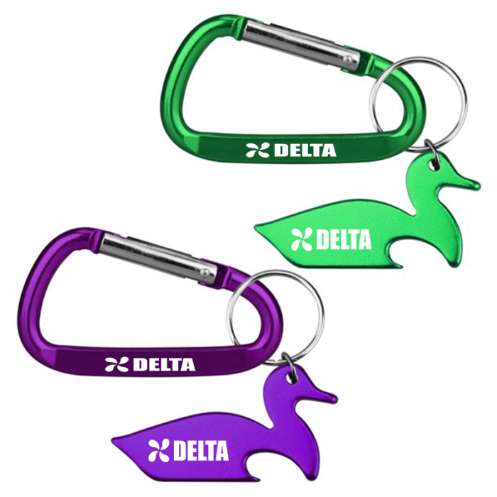 Promotional Duck Shape Bottle Openers with Key Chain and Carabiner