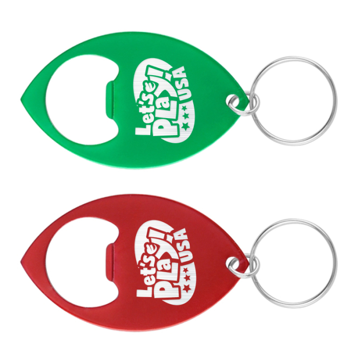 Promotional Football Shaped Bottle Openers with Key Ring