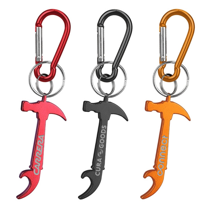 Promotional Hammer Shaped Bottle Opener Key Holders and Carabiner