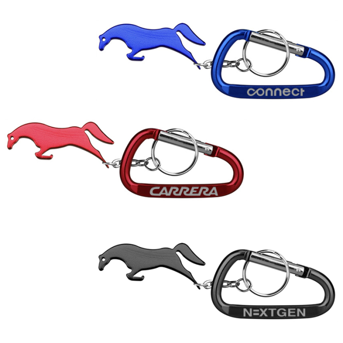 Promotional Horse Shape Bottle Opener Keychains with Carabiner
