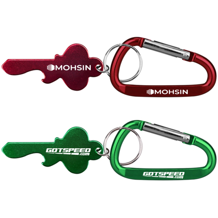 Promotional Key Shape Bottle Opener Key Rings with Carabiner