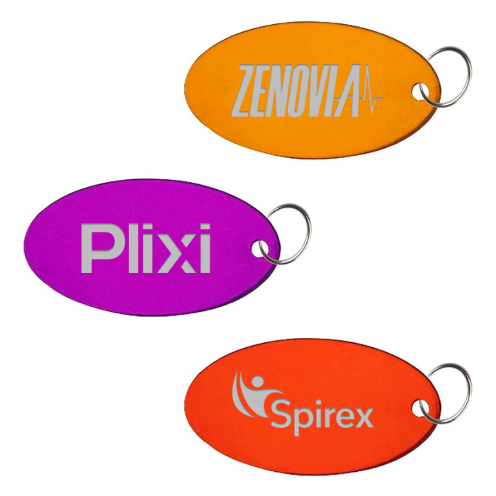 Promotional Oval Shaped Aluminum Key Holders and Dog Tag