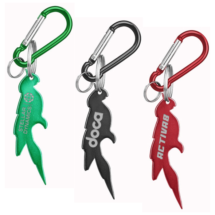 Promotional Parrot Shaped Bottle Opener Key Holders and Carabiner