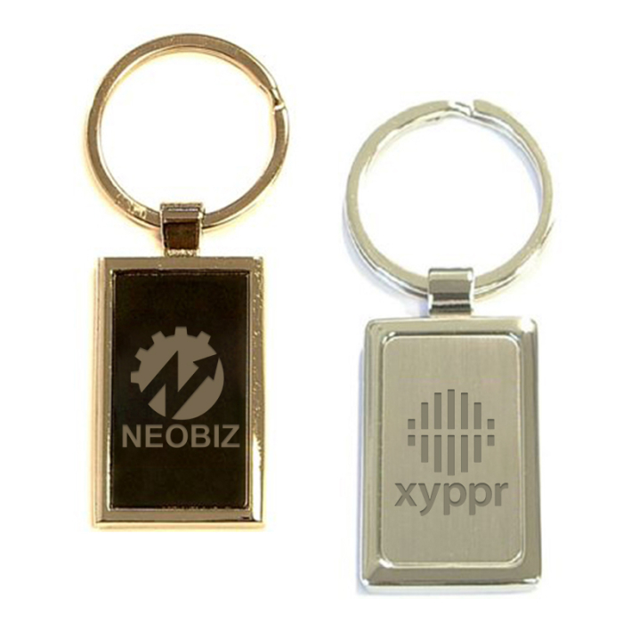 Promotional Rectangular Shape Chrome Metal Split Ring Key Holders
