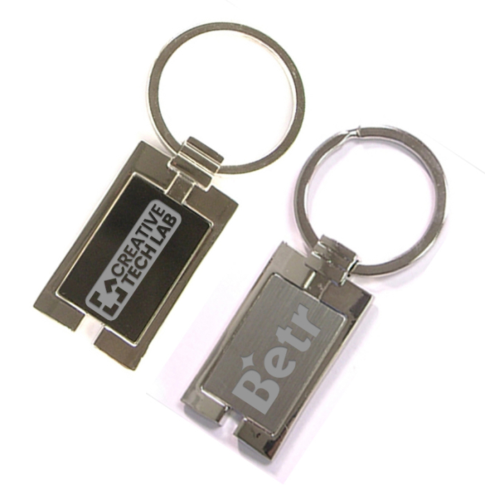Promotional Rectangular shaped Chrome Metal Key Holders