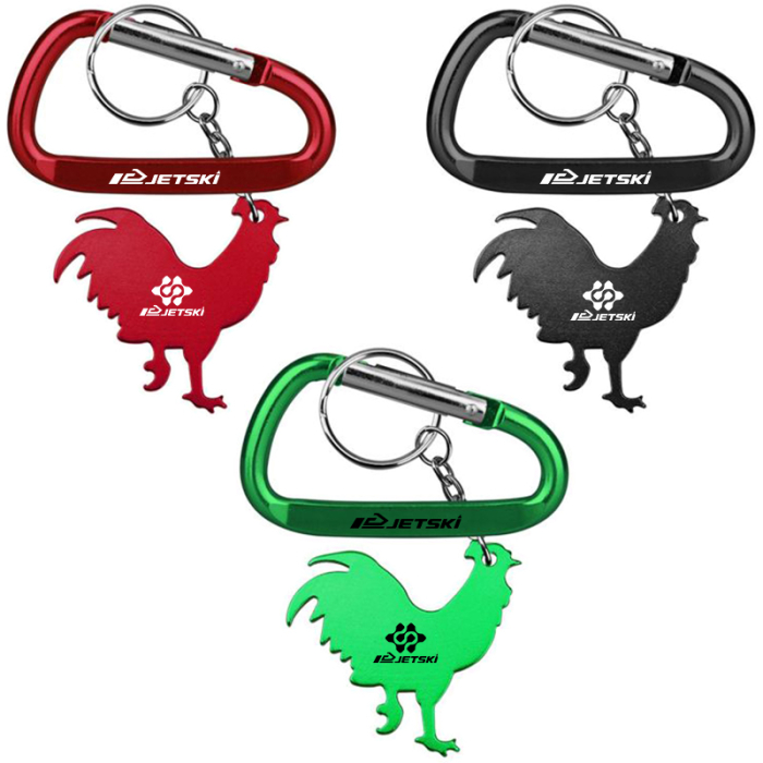 Promotional Rooster Shape Bottle Openers with Key Chain and Carabiner