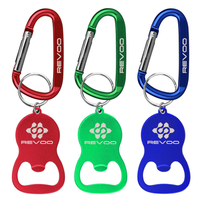 Promotional Round Bell Shape Plain Bottle Openers with Carabiner