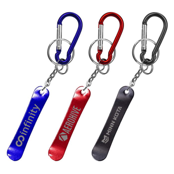Promotional Skateboard Shape Bottle Openers with Key Chain and Carabiner