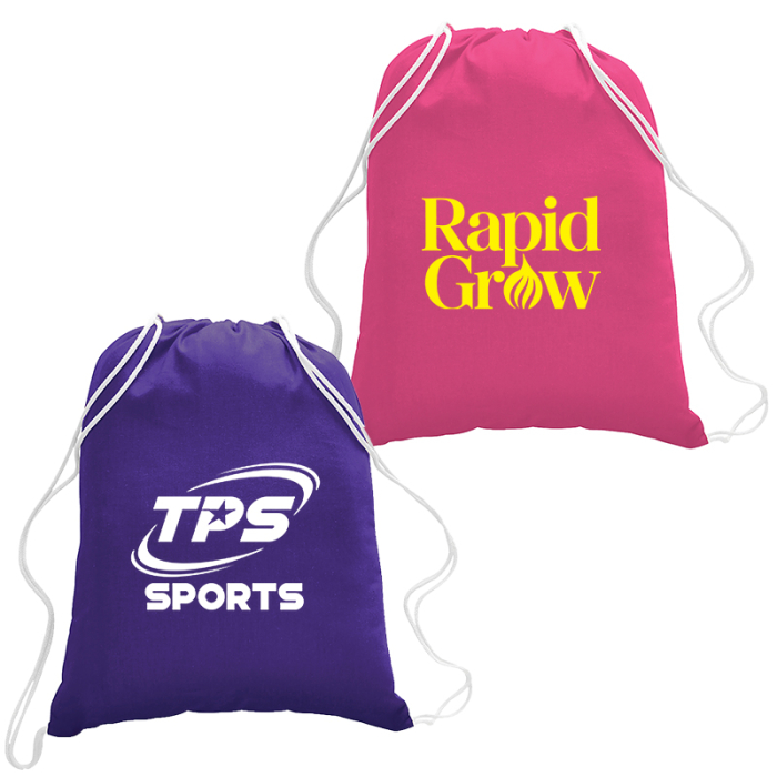 5.5 Oz Imprinted Cotton Canvas Drawstring Backpacks