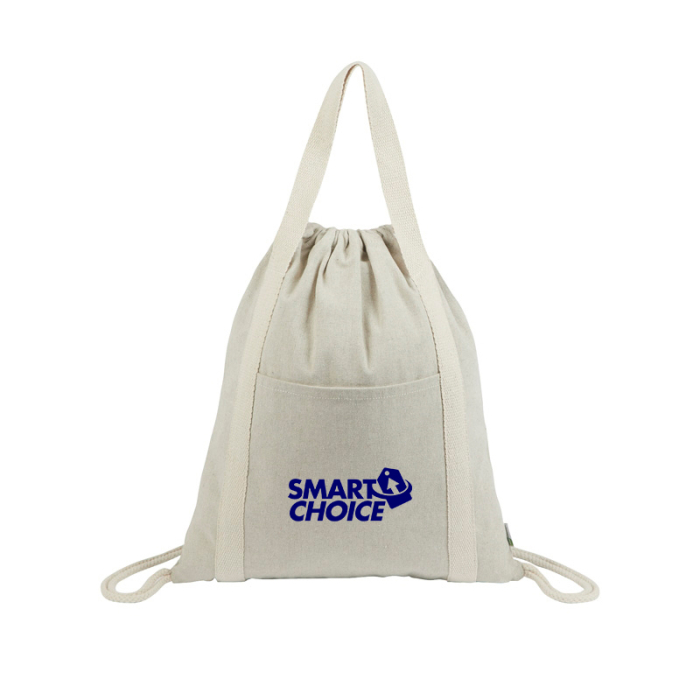 9 Oz Custom Renew II Recycled Cotton Drawstring Bags