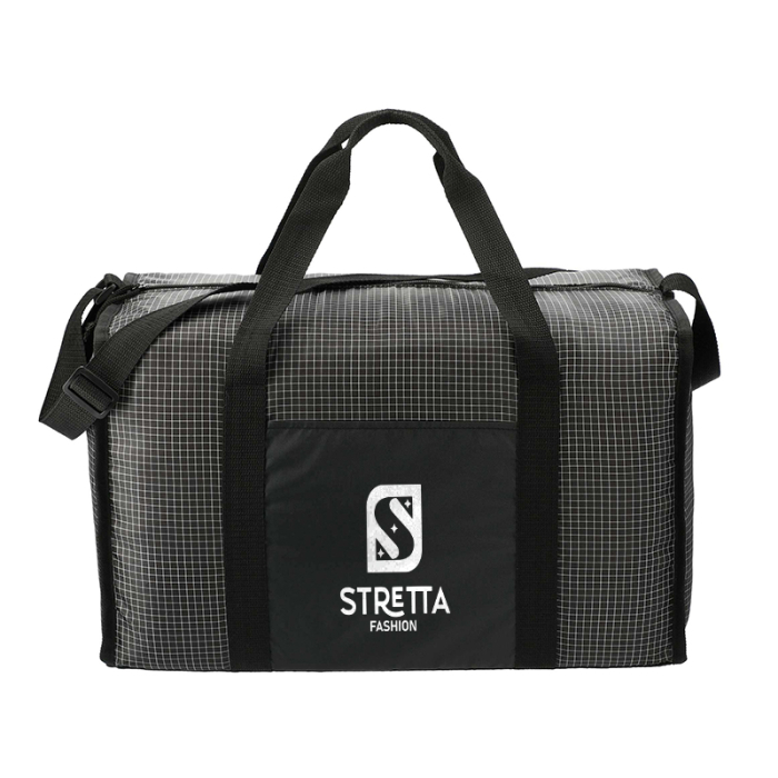 Custom Printed Grid Boxy Duffel Bags