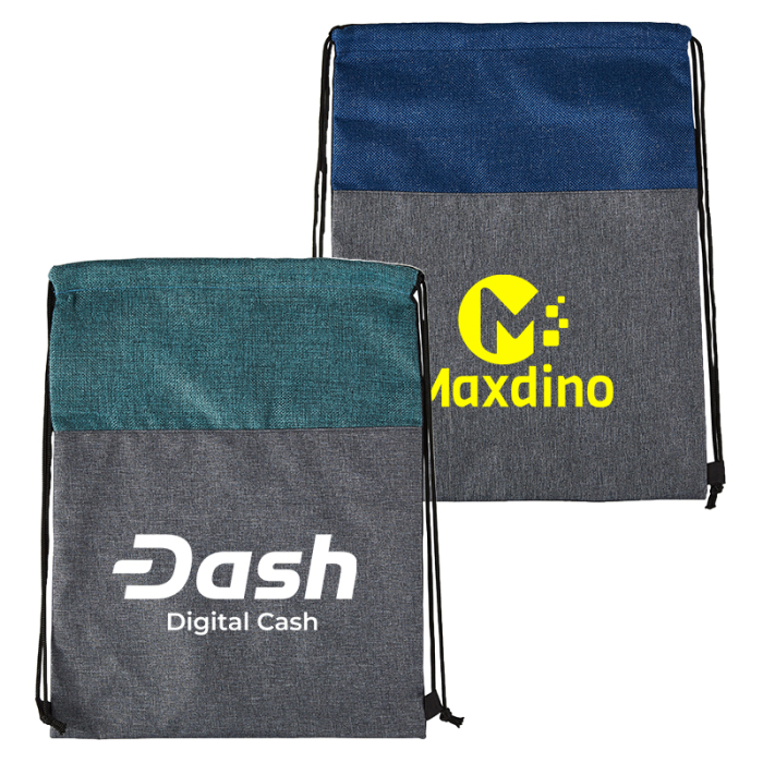 Customized Heathered N’ Jute Drawstring Backpacks