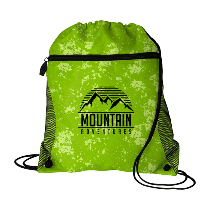 Imprinted Distressed Printed Mesh Pocket Drawcords