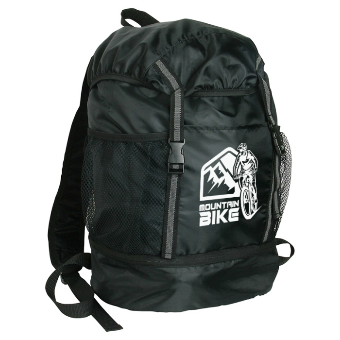 Imprinted Trail Loop Polyester Drawstring Backpacks