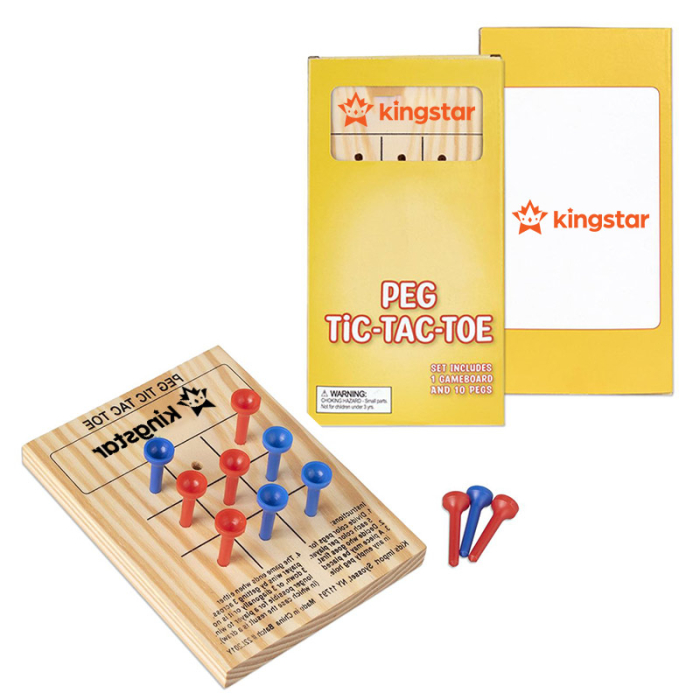 Imprinted Wooden Tic-Tac-Toe Peg Games