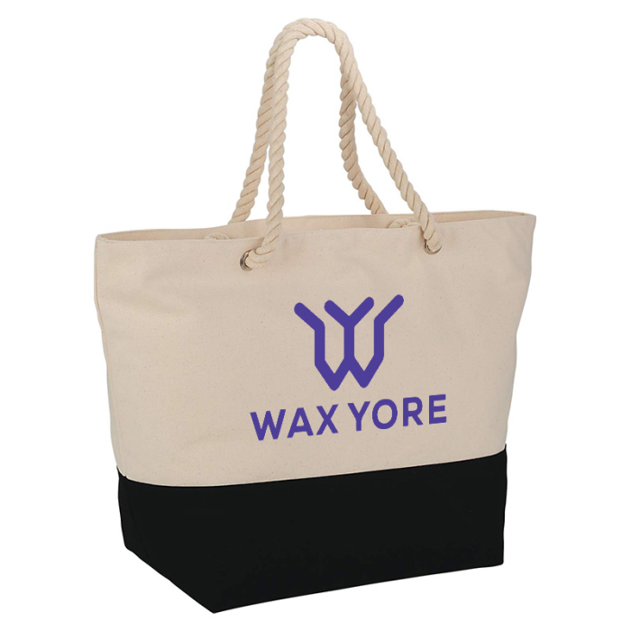 Imprinted Zippered 12 Ounce Cotton Canvas Rope Totes