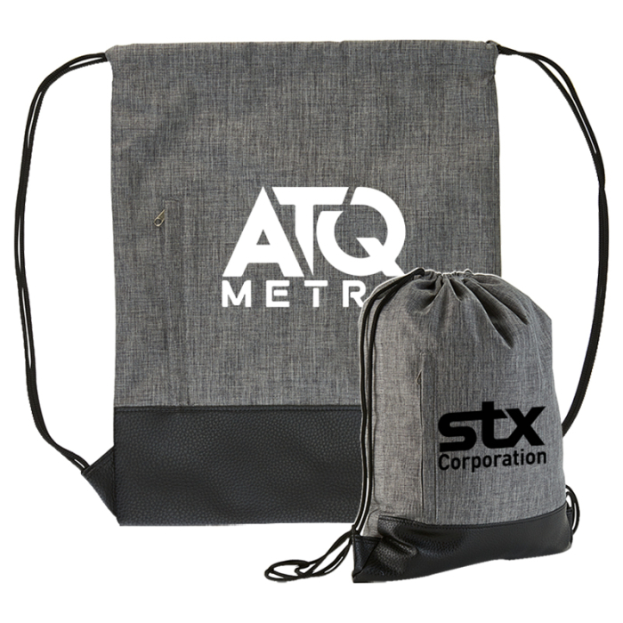 Personalized Heathered Drawstring Backpacks