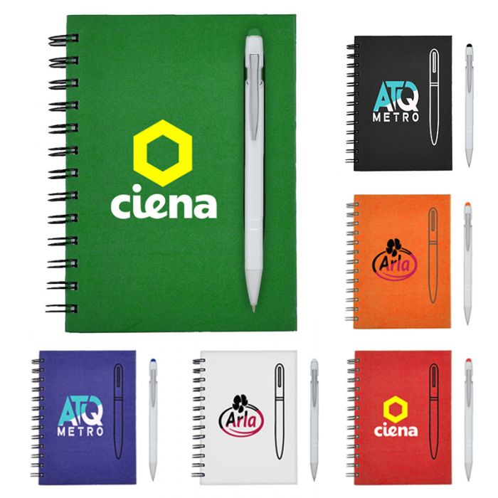 Custom Printed Magnetism Spiral Notebooks and Incline Stylus Pen