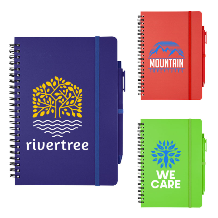 Custom Repreve® Recycled Spiral Notebooks with Pen