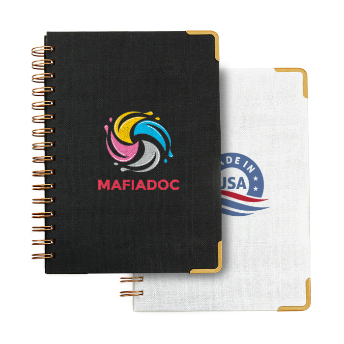 Custom Woven Paper Hardback With Metal Accents Notebooks