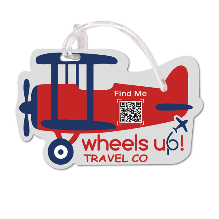 2.5x4.25 Custom Airplane Shaped Full Color One Sided Luggage Tags - 50 Mil