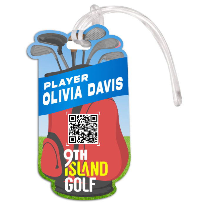 2.5x4.25 Customized Golf Bag Shaped Full Color One Sided Luggage Tags - 50 Mil