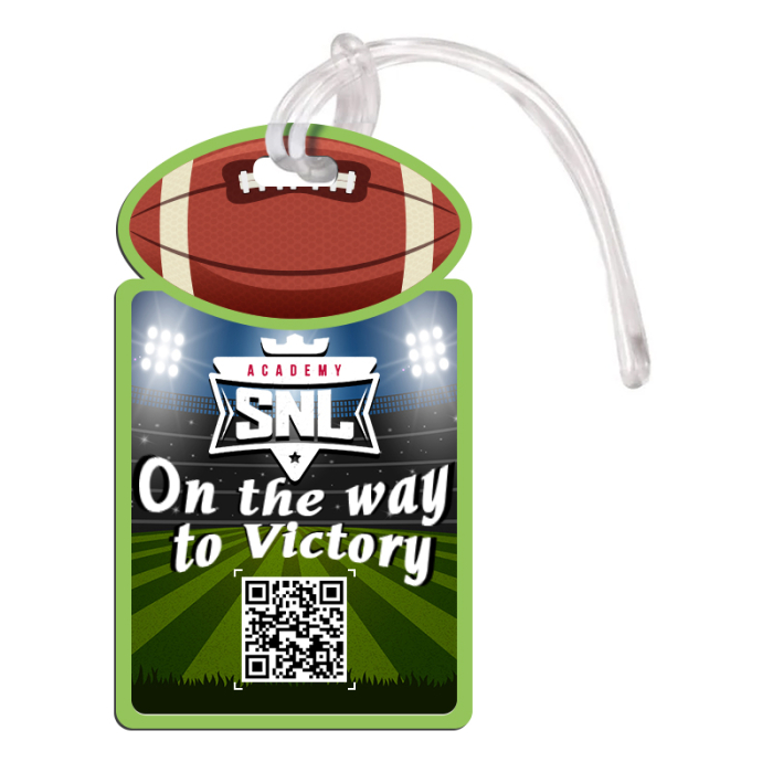 2.5x4.25 Imprinted Rugby Shaped Full Color One Sided Luggage Tags - 50 Mil