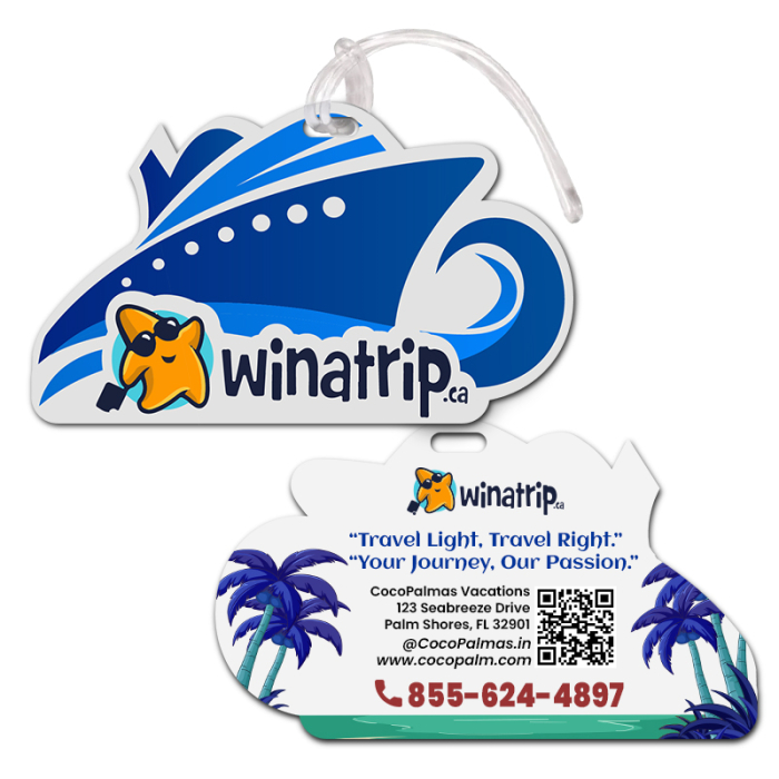 2.5x4.25 Imprinted Ship Shaped Full Color Double Sided Luggage Tags - 50 Mil