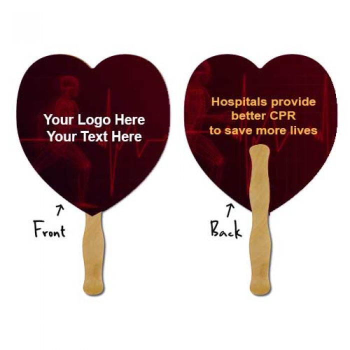 8.5x8 Inch Promotional Heart Shaped Laminated Hand Fans