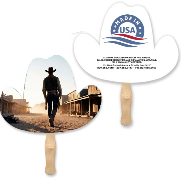 Custom Imprinted Cowboy Hat Shape Sandwich Fans 