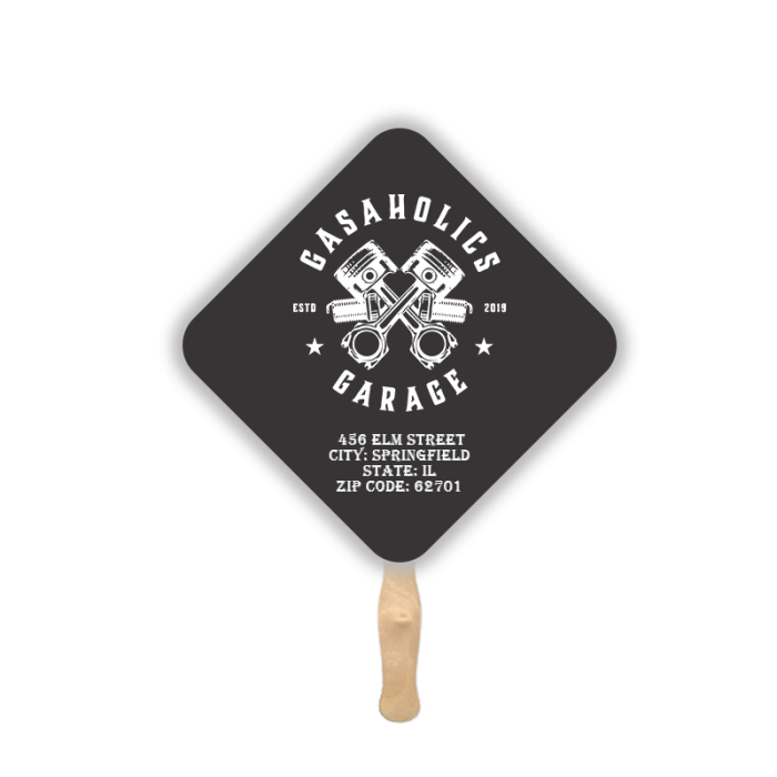 Custom Imprinted Diamond Lightweight Two Sided Single Paper Hand Fans 