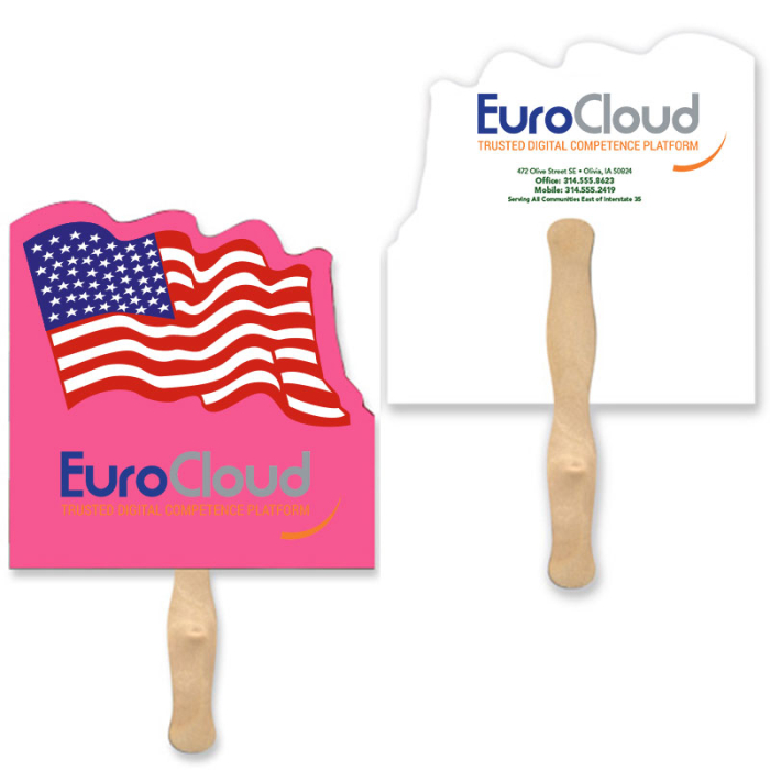 Custom Imprinted Flag Lightweight Two Sided Single Paper Hand Fans 