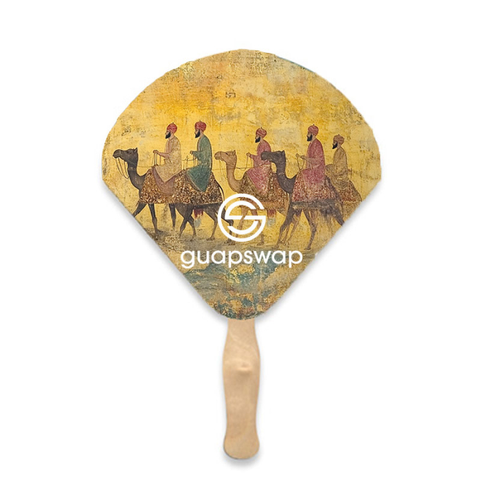 Custom Imprinted Shell Lightweight Two Sided Single Paper Hand Fans 