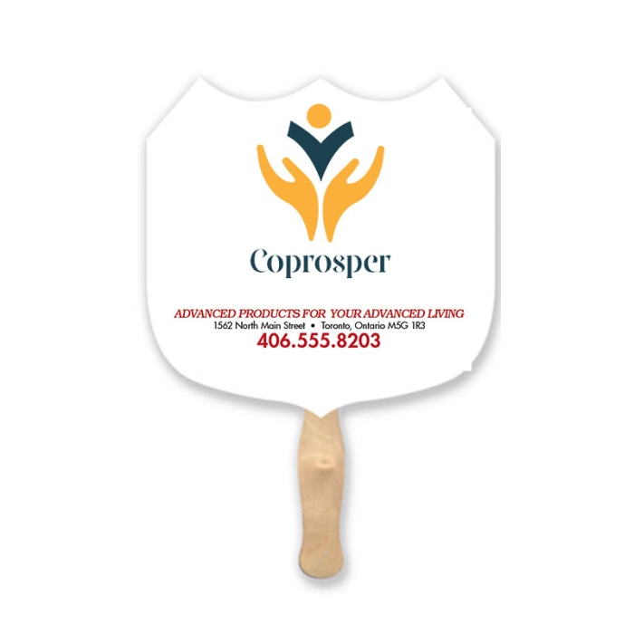 Custom Imprinted Shield Lightweight Single Sided Paper Hand Fans 