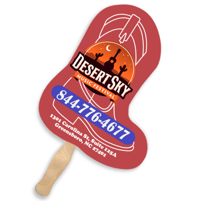 Custom Lightweight Single Sided Boot Shape Paper Hand Fans