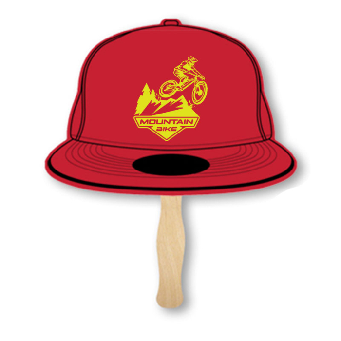 Custom Lightweight Single Sided Cap Shape Paper Hand Fans