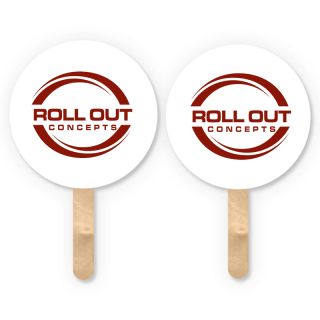 Mini Round Shape Sandwich Hand Fans with Wood Stick Handle