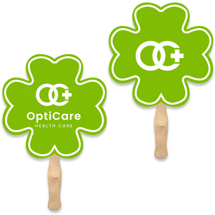 Custom Printed Clover Sandwich Hand Fans 